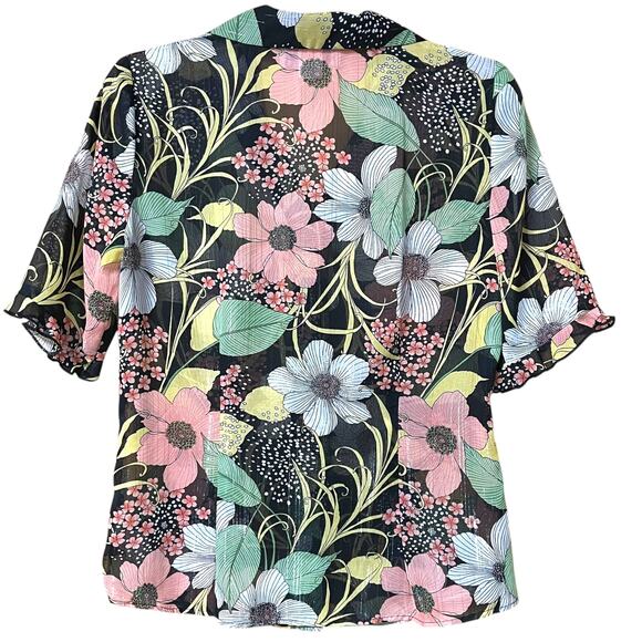 🌼 BFA Classics Sheer Floral Button-Up Blouse – Size Small - Picture 2 of 6